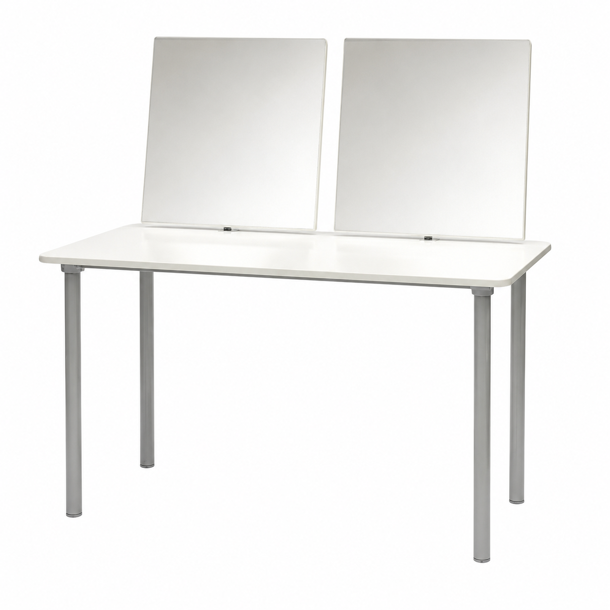 Makeup vanity 2 stations with tri-fold mirror