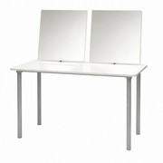 Makeup vanity 2 stations with tri-fold mirror