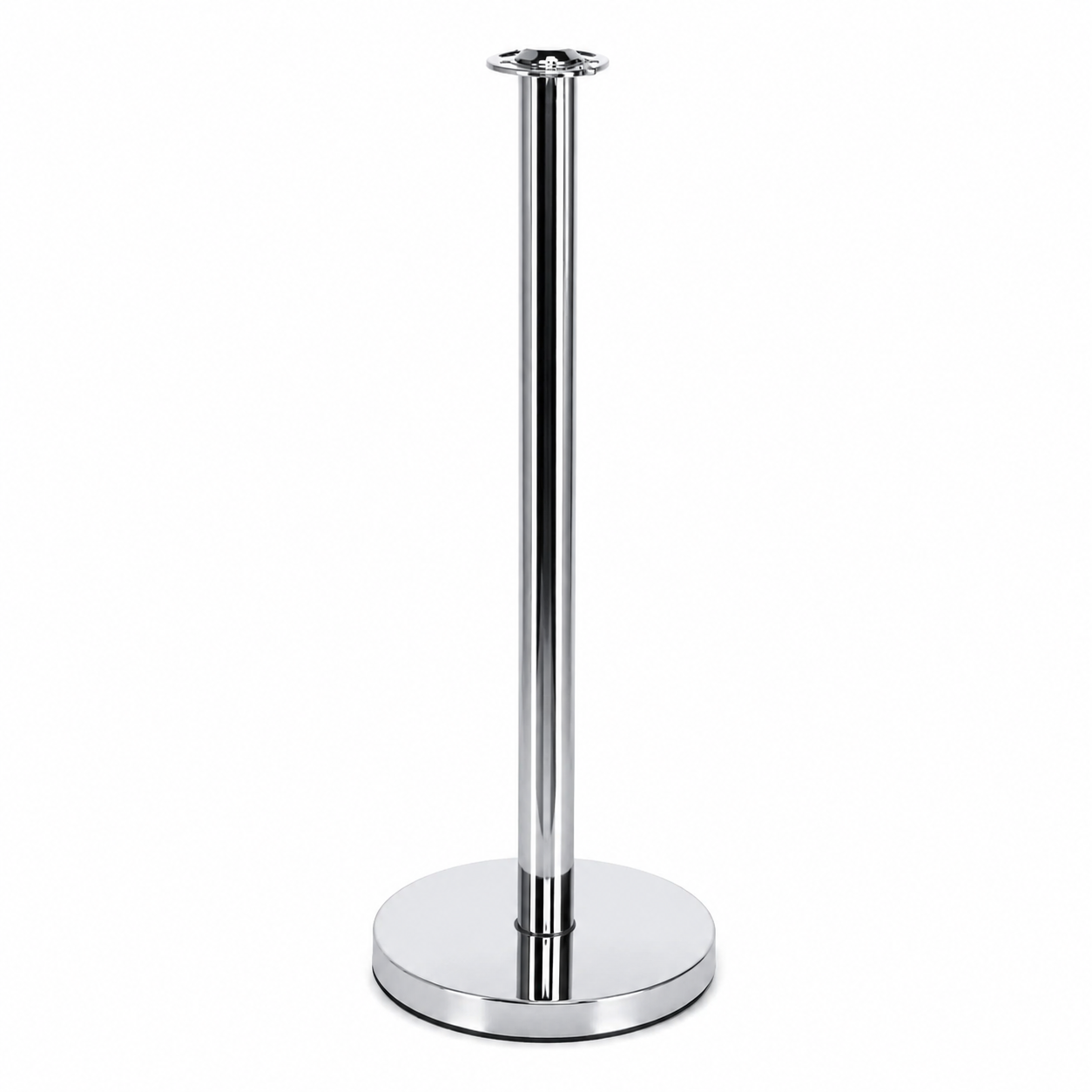 Chrome Locri stanchion for rope barrier