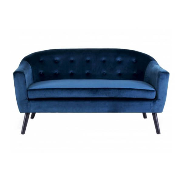 2-seater Scandinavian blue velvet sofa - Unit
