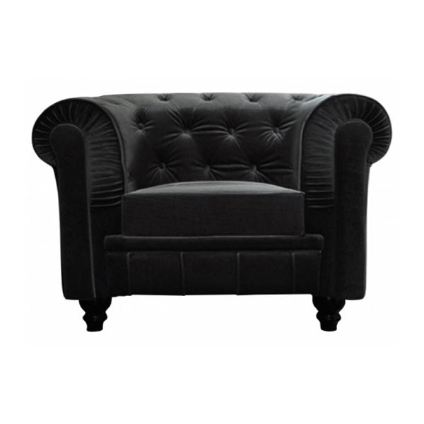 Chesterfield armchair in black velvet