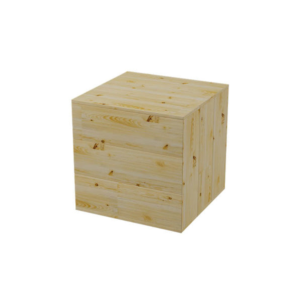 Pouf Eco Bois 40x40x40 Coussin Blanc - Unité