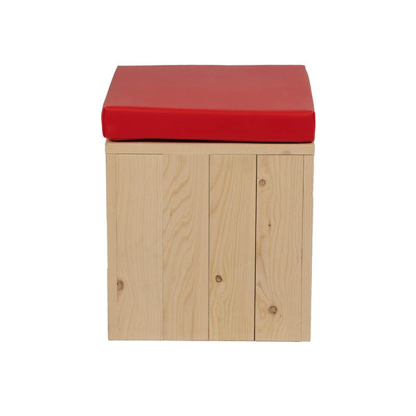 Eco Wooden Ottoman 40x40x40 White Cushion - Unit