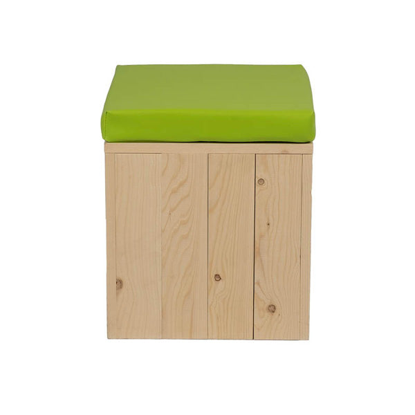 Eco Wooden Ottoman 40x40x40 White Cushion - Unit