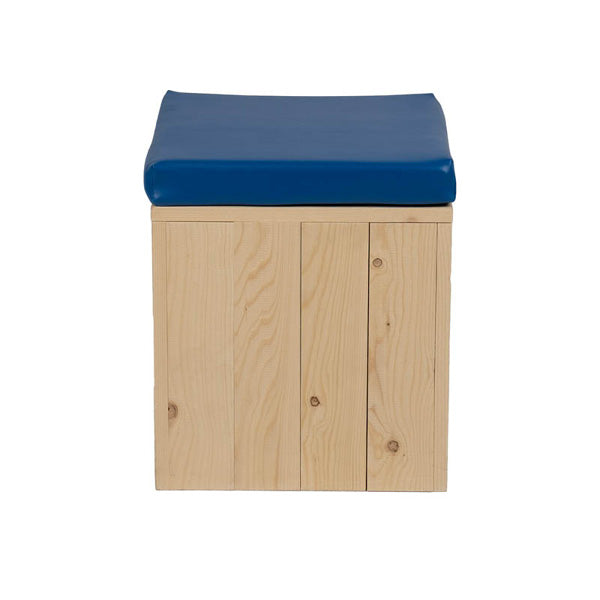 Pouf Eco Bois 40x40x40 Coussin Blanc - Unité