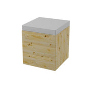 Eco Wooden Ottoman 40x40x40 White Cushion - Unit