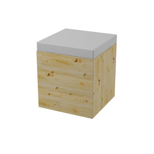 Pouf Eco Bois 40x40x40 Coussin Blanc - Unité