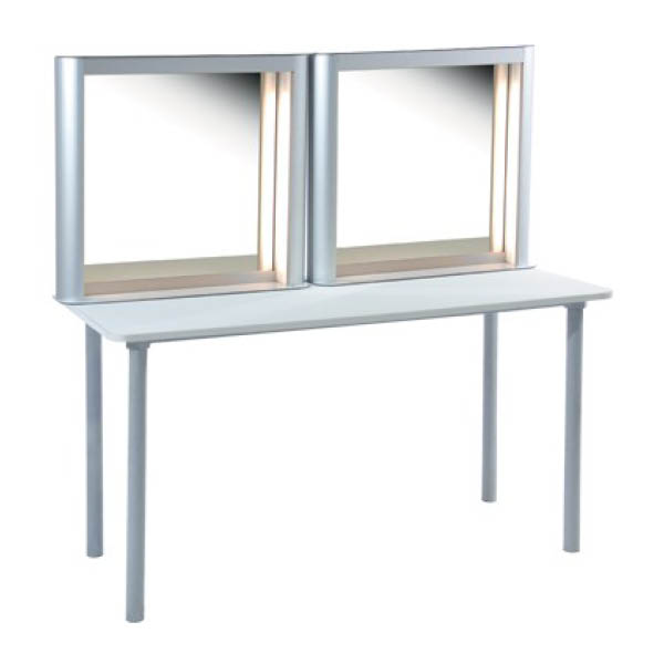 Lighted makeup table with 2 drawer units